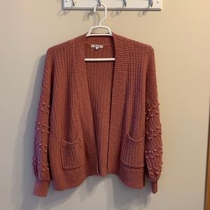 Madewell Bobble Pom Pom Cardigan in Vintage Quartz